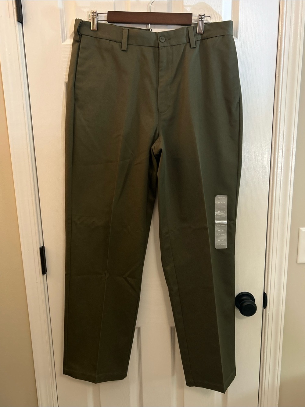 NWT Architect Classic Fit Iron Free Flat Front Olive Chino Pants 34x32